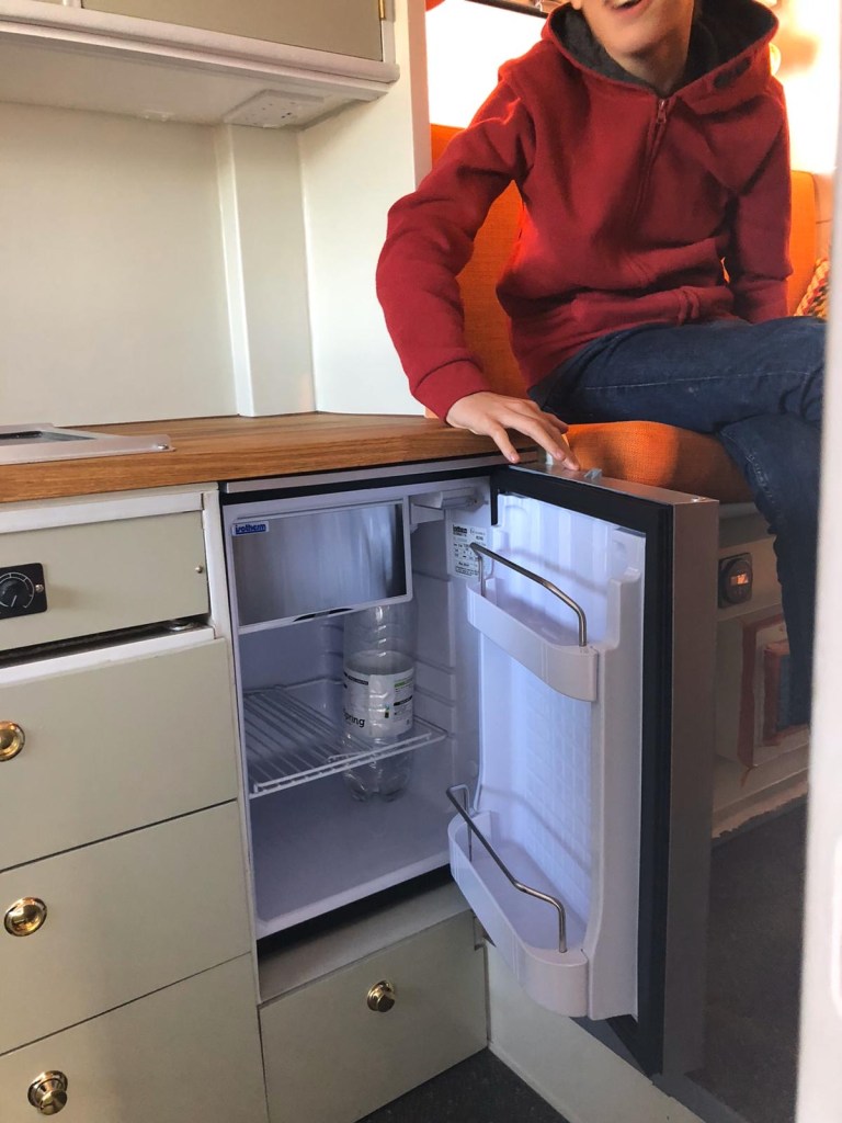 Fridge modelled by young James