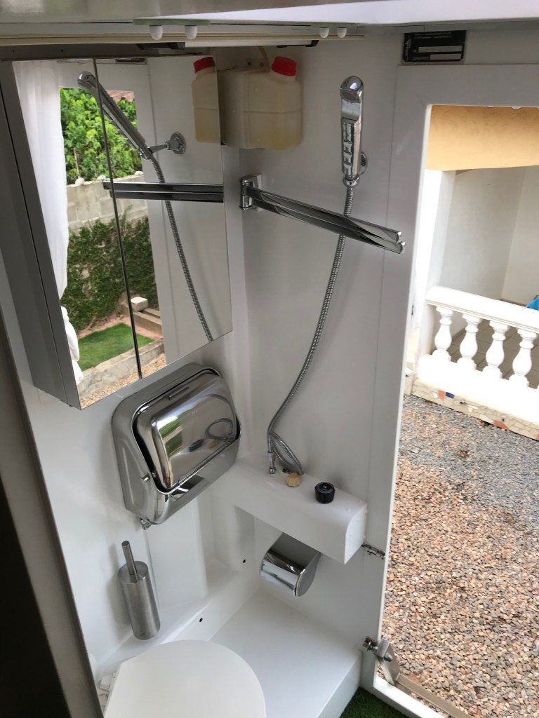 Shower, toilet and basin