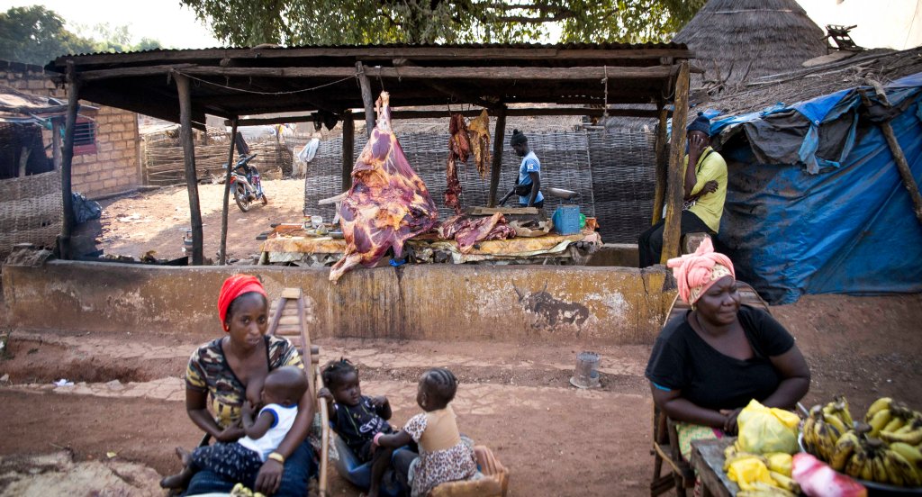 Fresh meat, bananas and milk