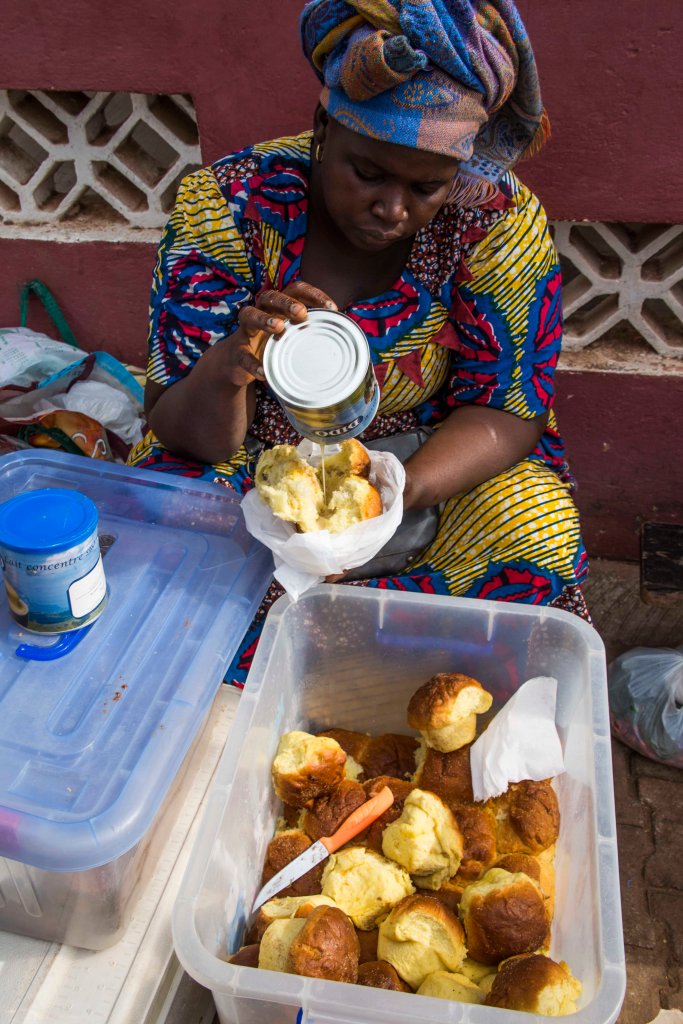 Condensed milk on a sweat bun - mmmmmm