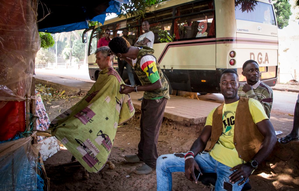First cut on trip, first white man's hair cut